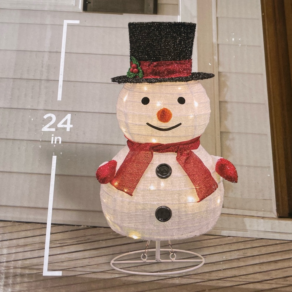 Collapsible Lighted Pop Up Christmas Snowman Decorations w/Lights, Hat, Scarf...